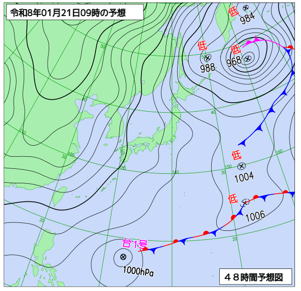 48時間天気予想図