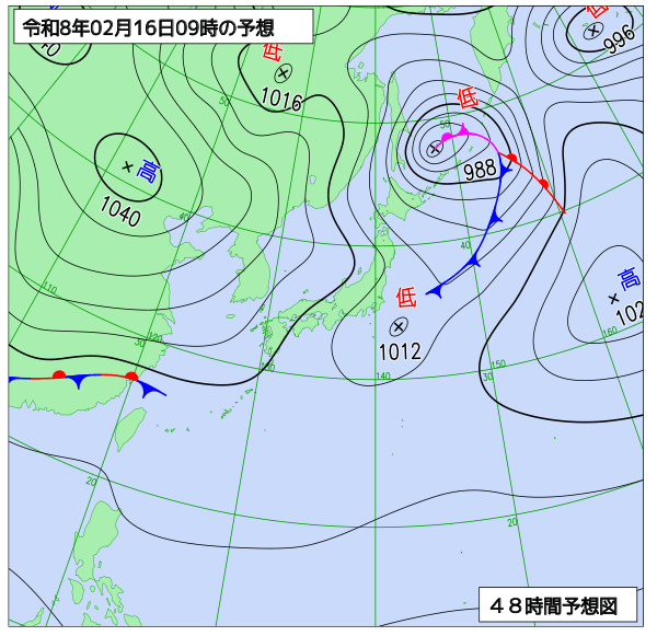 48時間天気予想図