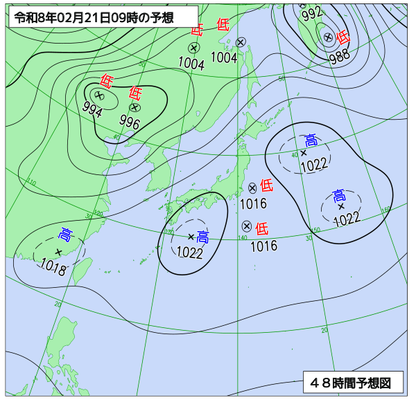 48時間天気予想図