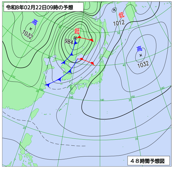 48時間天気予想図
