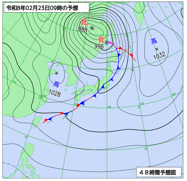 48時間天気予想図