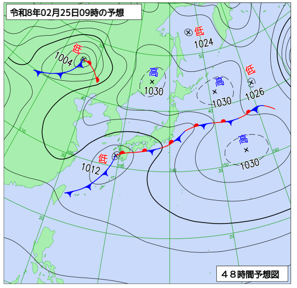 48時間天気予想図