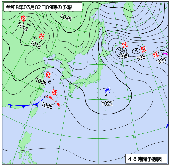 48時間天気予想図