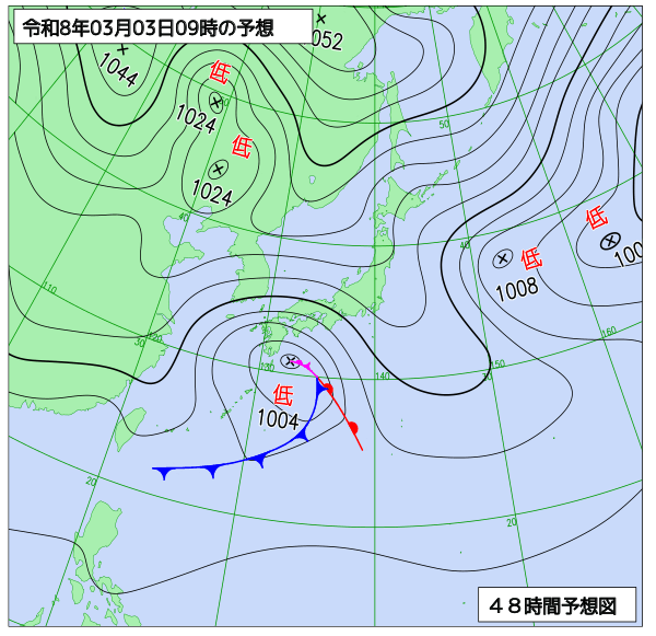 48時間天気予想図