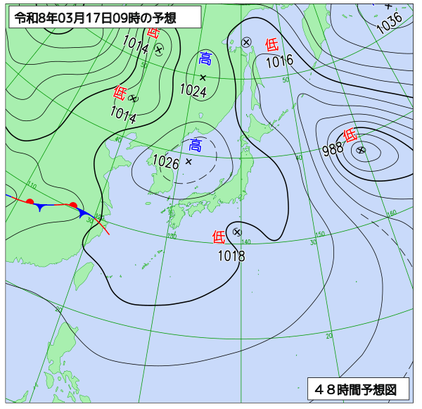 48時間天気予想図