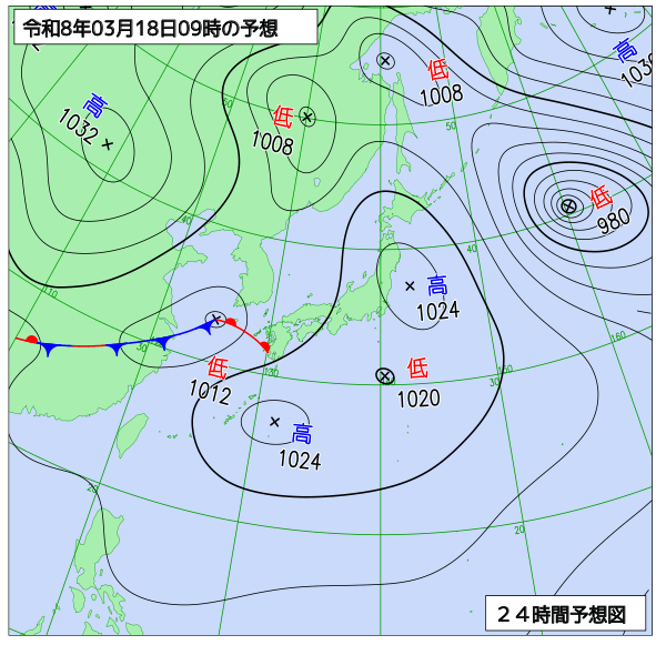24時間天気予想図