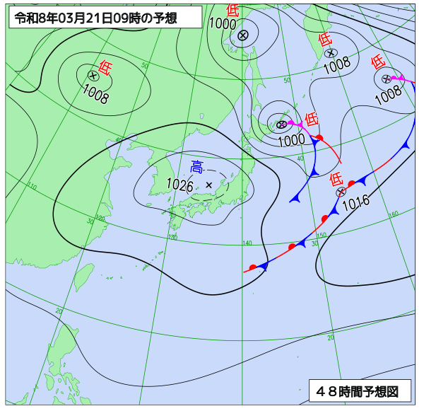 48時間天気予想図