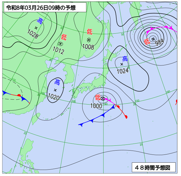 48時間天気予想図