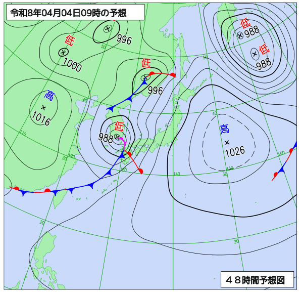 48時間天気予想図