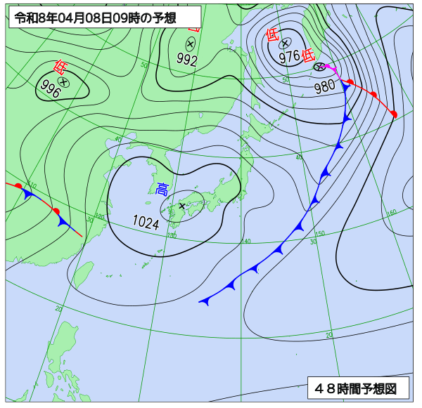 48時間天気予想図