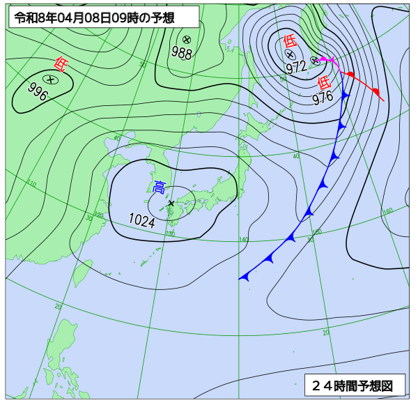 24時間天気予想図