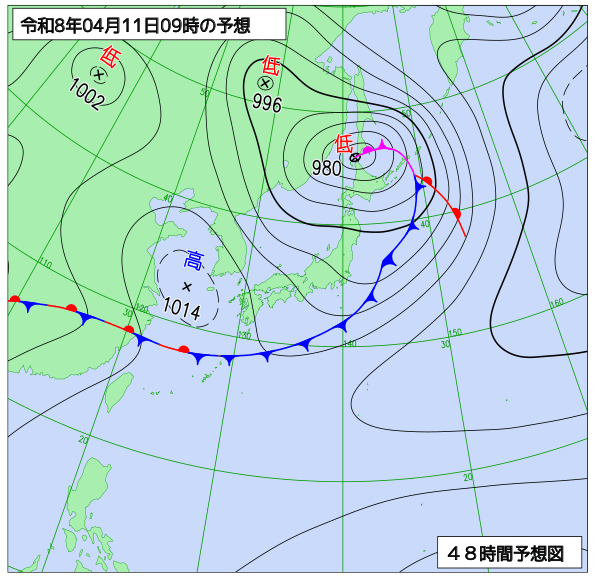 48時間天気予想図