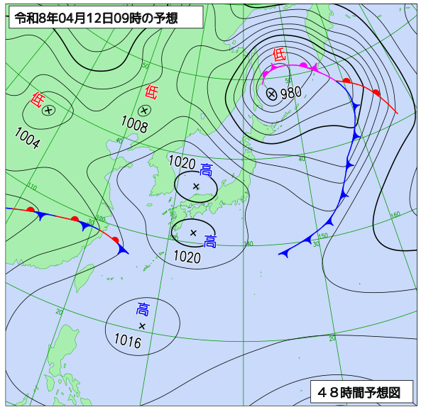 48時間天気予想図