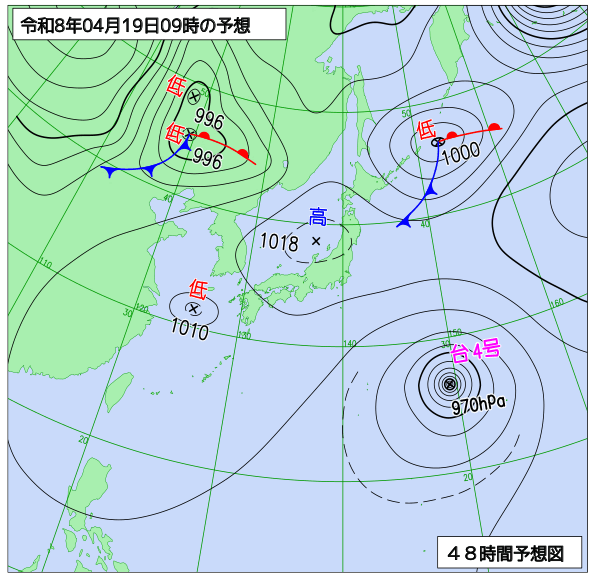 48時間天気予想図
