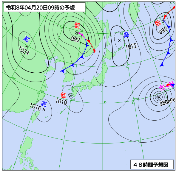 48時間天気予想図