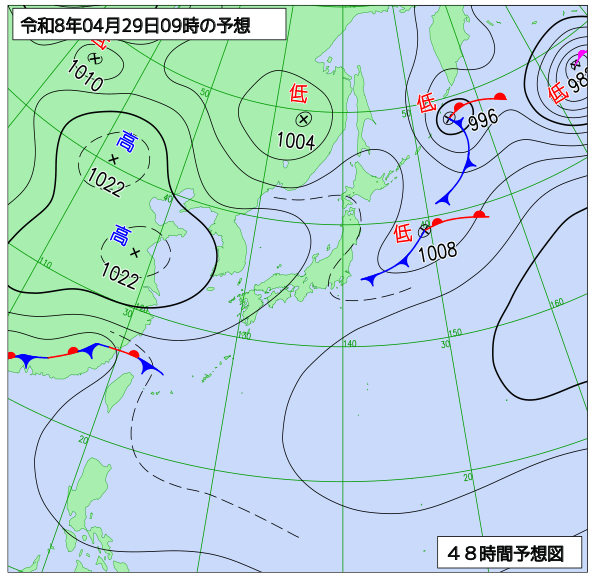 48時間天気予想図