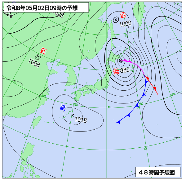 48時間天気予想図