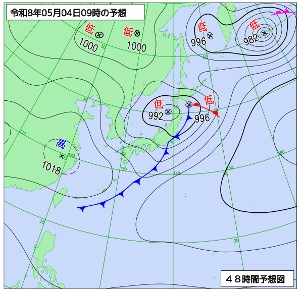 48時間天気予想図