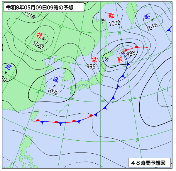 48時間天気予想図