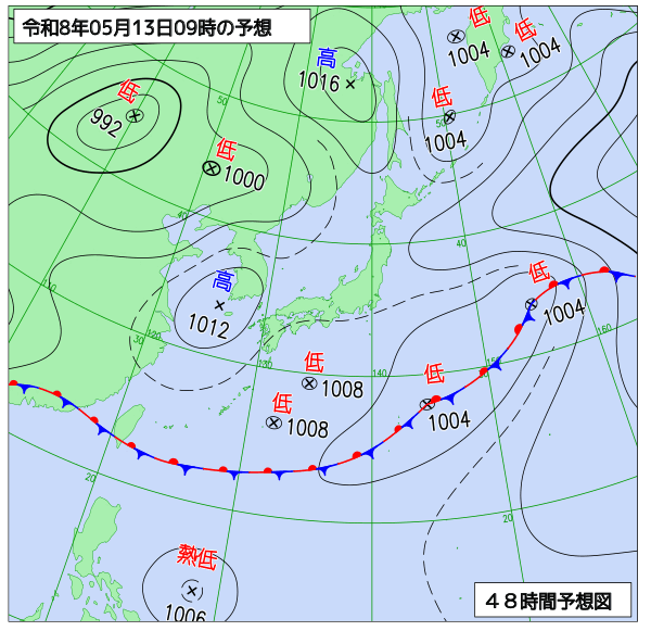 48時間天気予想図