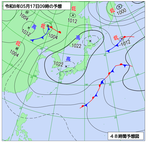 48時間天気予想図