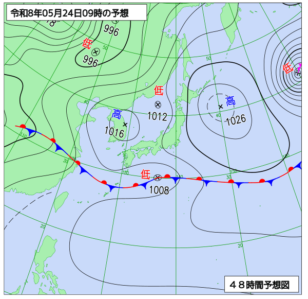 48時間天気予想図