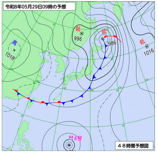 48時間天気予想図