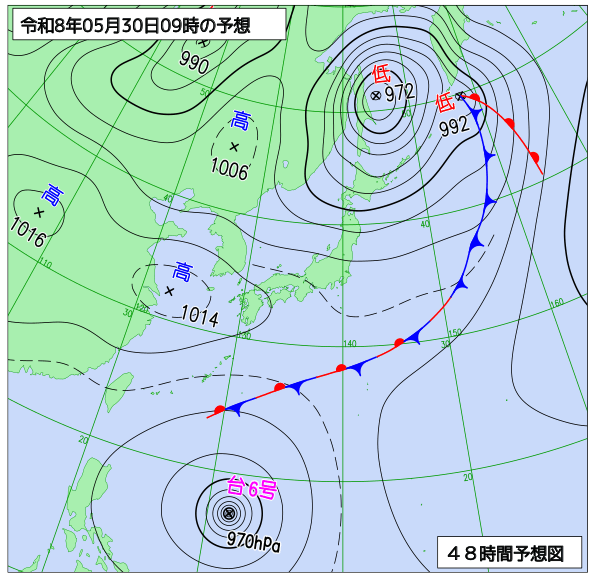48時間天気予想図