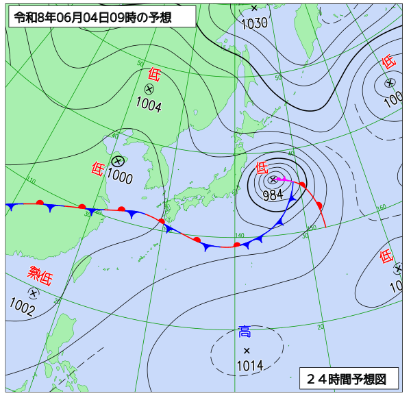 24時間天気予想図