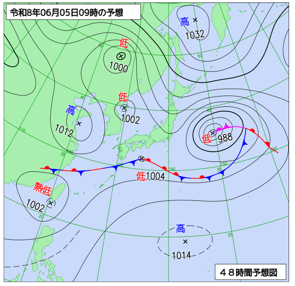 48時間天気予想図