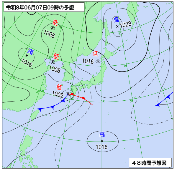 48時間天気予想図