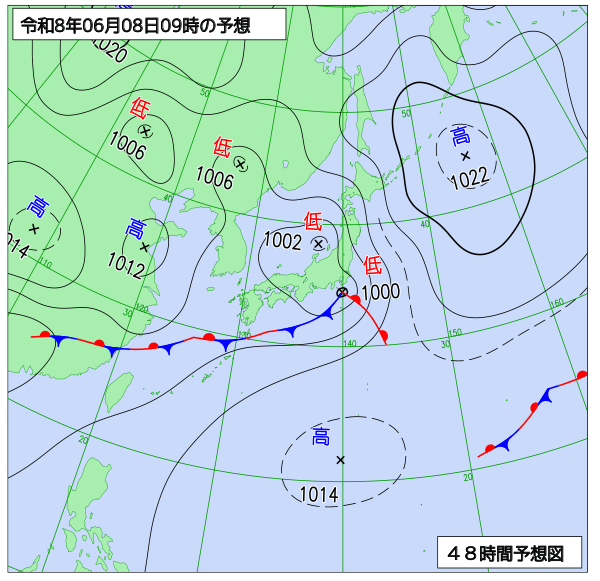 48時間天気予想図