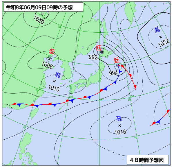 48時間天気予想図