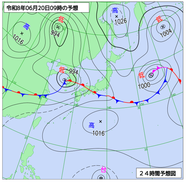 24時間天気予想図