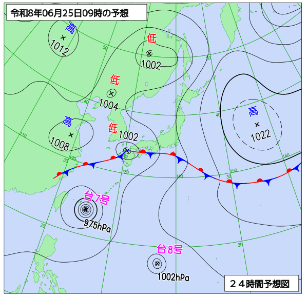 24時間天気予想図