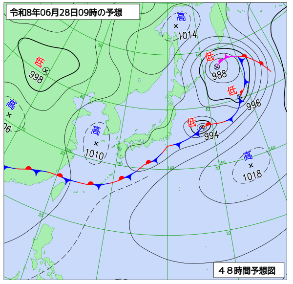 48時間天気予想図