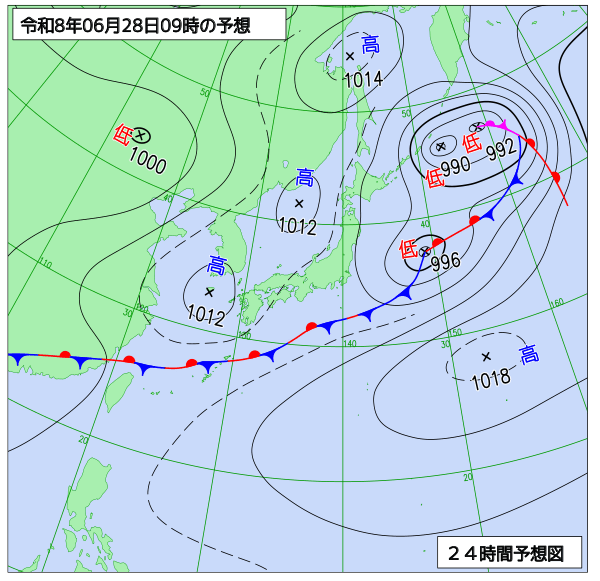 24時間天気予想図