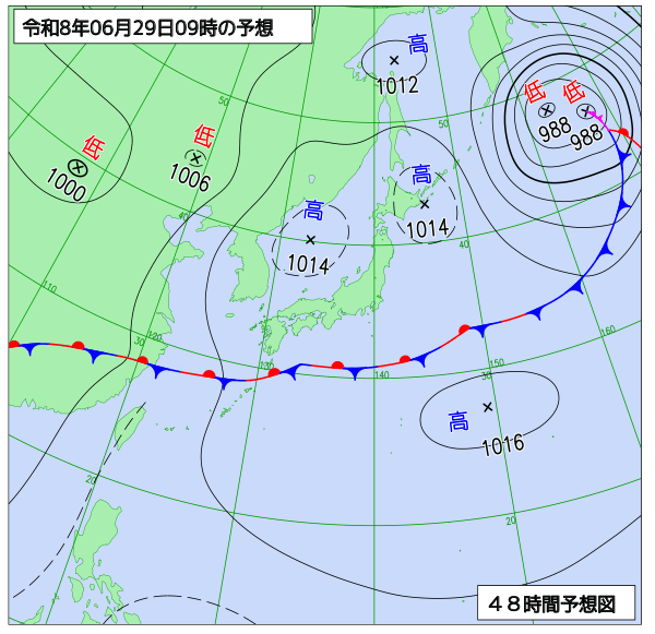 48時間天気予想図