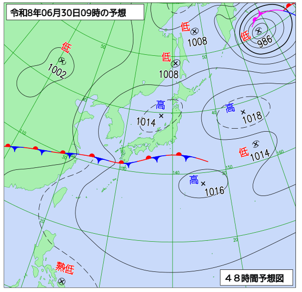 48時間天気予想図