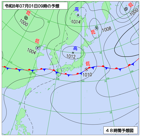 48時間天気予想図