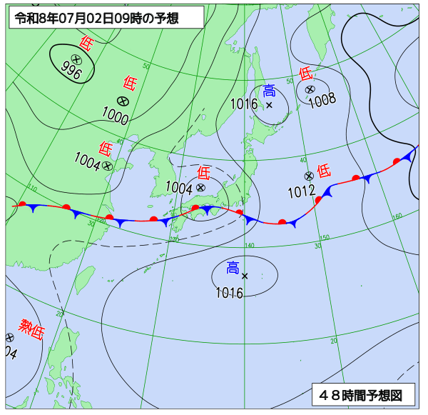 48時間天気予想図