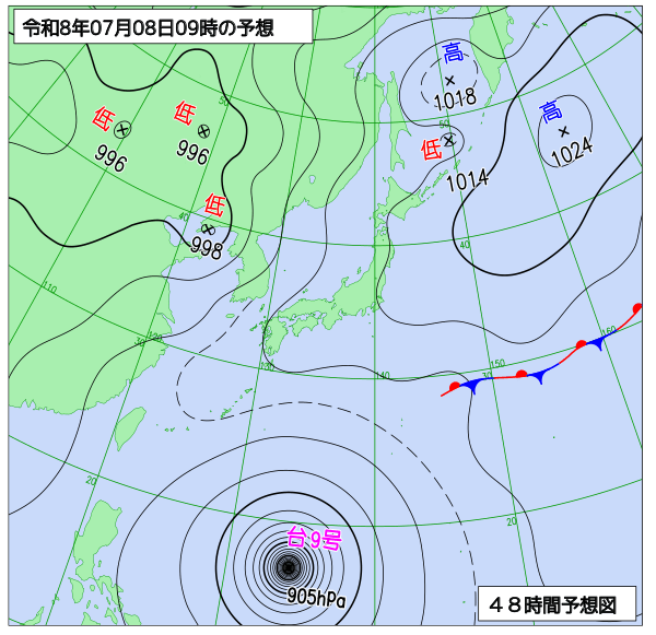 48時間天気予想図