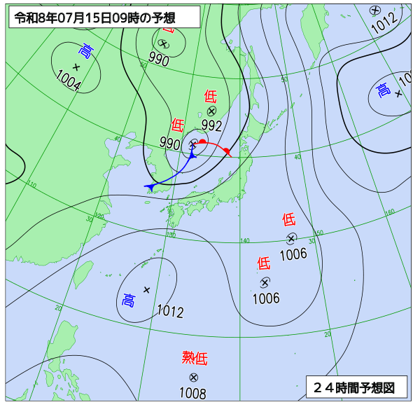 24時間天気予想図