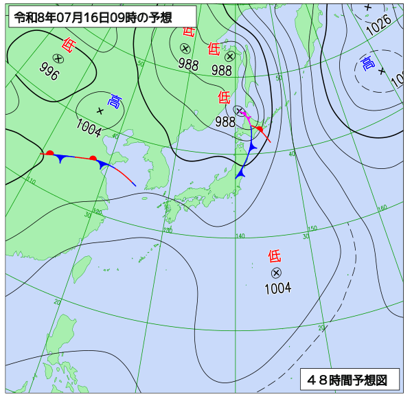 48時間天気予想図