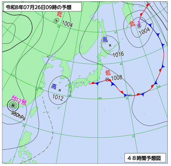 48時間天気予想図