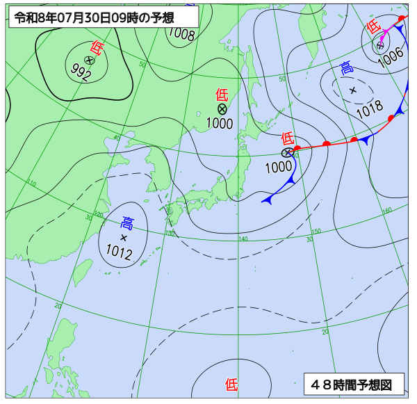 48時間天気予想図