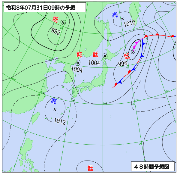 48時間天気予想図