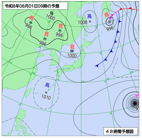 48時間天気予想図