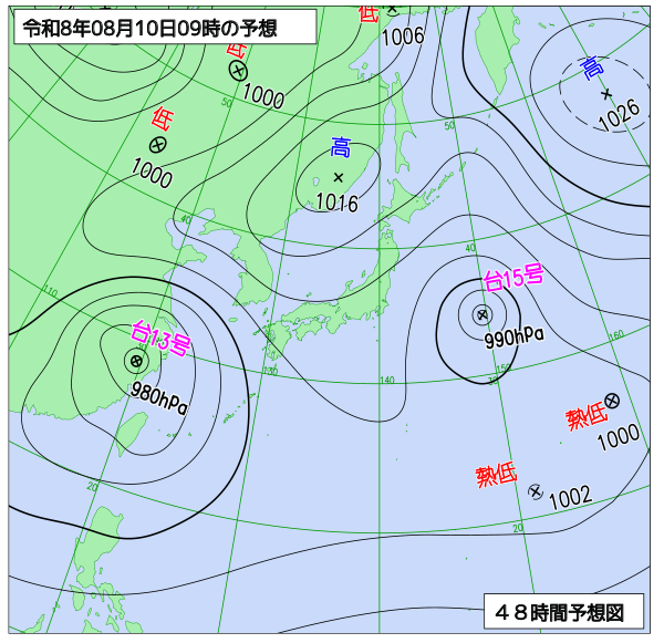 48時間天気予想図