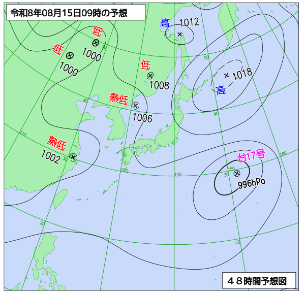 48時間天気予想図